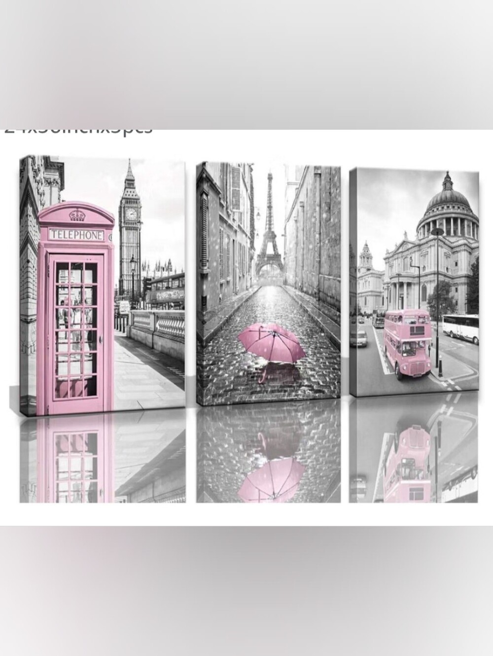 Paris & London Pink Accent Wall Art Set - Home Wall Decor